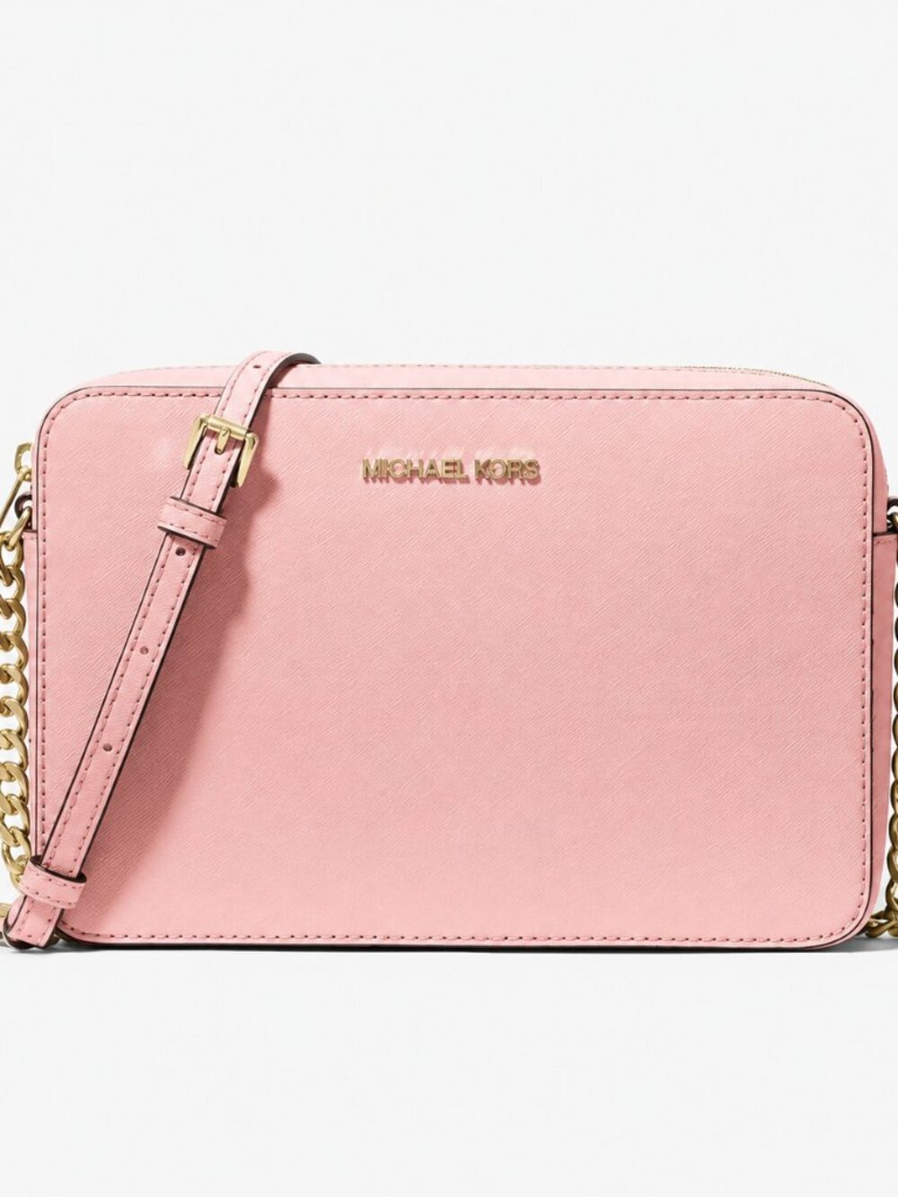 NWT Michael Kors Jet Set Large Powder Blush Saffiano Crossbody
